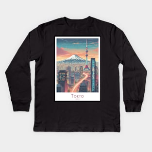 Japan - Tokyo Skyline Sunset Kids Long Sleeve T-Shirt